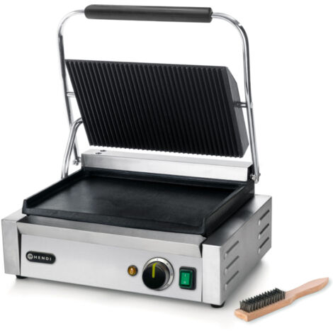 Contact grill PANINI, dessus rainuré, fond lisse, 2200W - Hendi 263662
