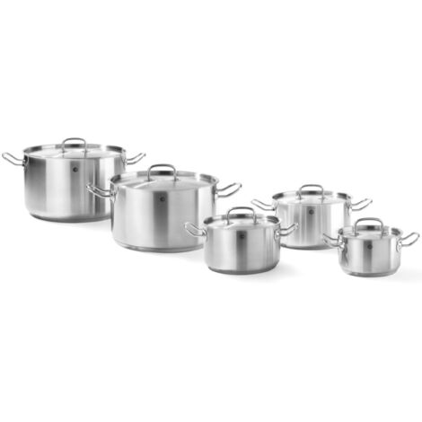 HENDI Marmite Basse Inox 1.5L - Couvercle à Trous Vapeur, Fond Capsulé Induction, Poignées Solidaires