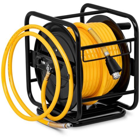 MSW – Enrouleur pneumatique 30 m – Tuyau flexible polyuréthane – Boîtier acier durable – Tambour rotatif 360° – Usage professionnel et domestique (1/6)