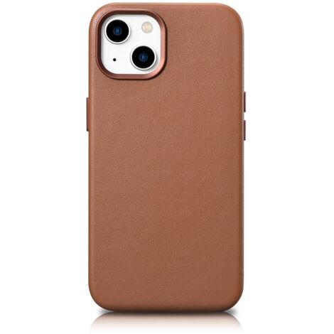 Étui en cuir naturel pour iPhone 14 MagSafe Case Housse en cuir marron clair (1/5)