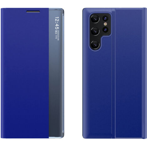 Nouveau Étui Sleep View Case bleu pour Samsung S24 Ultra avec rabat magnétique (1/2)