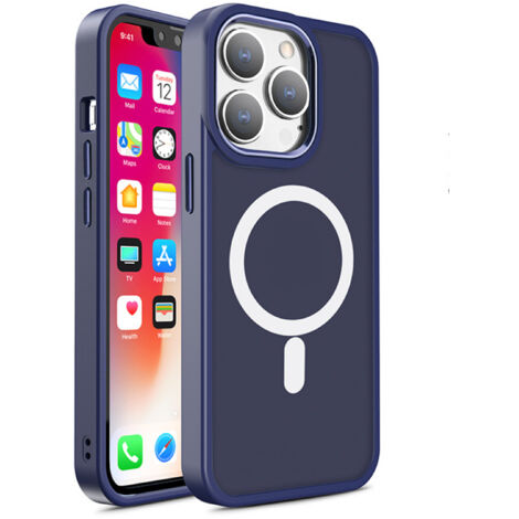 Étui magnétique avec MagSafe pour iPhone 15 Pro Max, trous pour lanière, bleu marine (1/5)