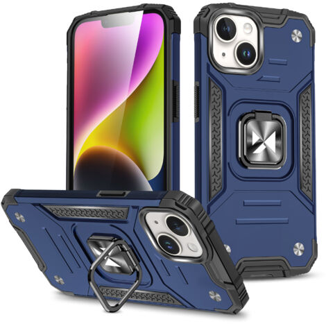 Coque blindée avec porte-doigt pour iPhone 15 Plus Ring Armor bleu (1/5)