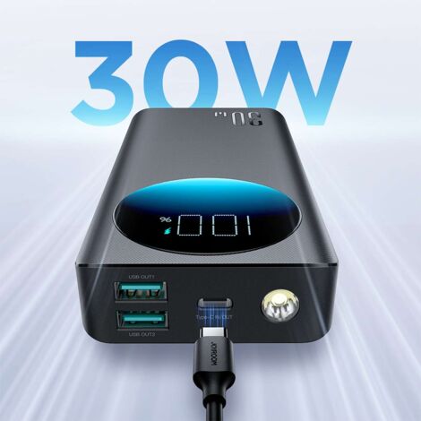 Batterie Externe Power Bank SOVO X12, 20000mAh Avec Lampe De Poche LED Lcd Noir