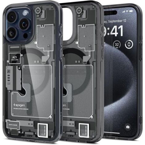 Coque Ultra Hybrid Mag avec MagSafe pour iPhone 15 Pro, gris et noir (1/5)