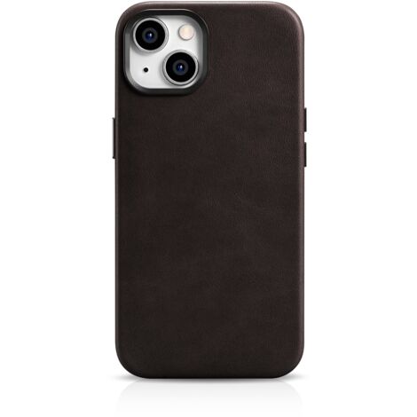 Étui en cuir magnétique pour iPhone 14 Plus avec étui en cuir de qualité supérieure MagSafe Oil Wax Marron foncé (1/5)