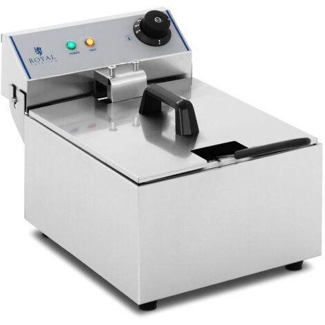 Royal Catering – Friteuse professionnelle 5L – Acier inoxydable – 3200W – Réservoir d'huile amovible – Thermostat réglable – Économie d'énergie