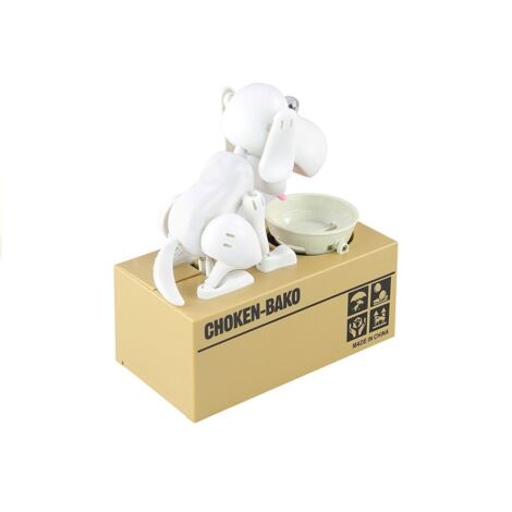 Tirelire Chien Mécanique - Le Chien « Vole » Les Pièces, 16,5x8,1x16,8 Cm - Déco Amusante, Apprentissage économie (batteries Non Incluses)