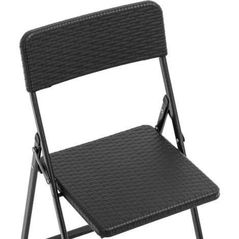 Set Balcon Table Verre 70x40 Cm + 2 Chaises Pliantes – Noir, Acier, Textilène, Petit Espace Terrasse Jardin - 3