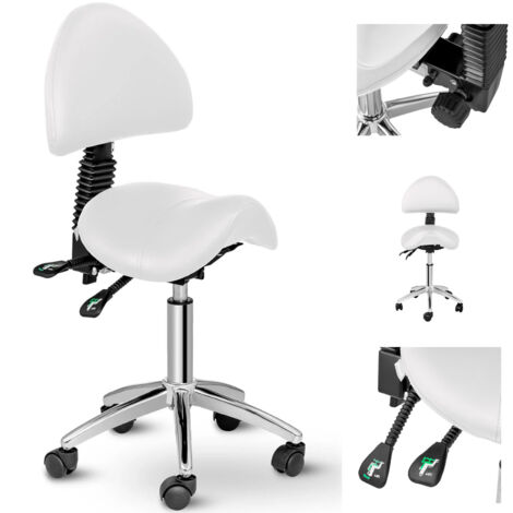 Fauteuil de beauté selle avec dossier pivotant réglable BERLIN - blanc (1/5)