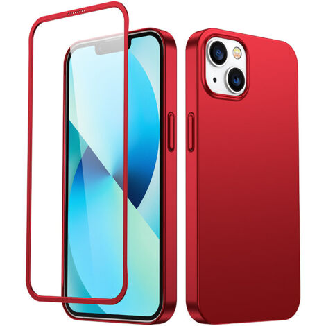 Coque pour iPhone 13, boîtier arrière et avant + verre trempé, rouge (1/5)