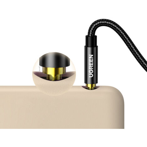 Câble résistant, câble audio AUX tressé, fiche minijack coudée 3,5 mm, 1 m, bleu