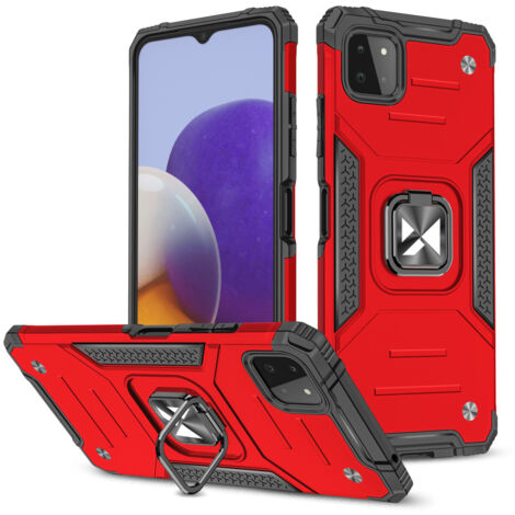 Coque blindée + support magnétique pour Samsung Galaxy A22 4G Ring Armor rouge (1/5)
