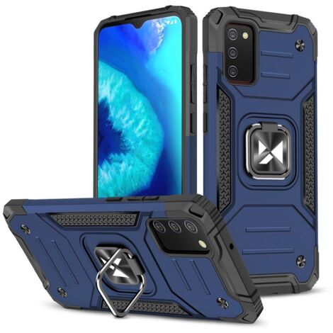 Coque blindée avec housse + support magnétique pour Samsung Galaxy A03s Ring Armor bleu (1/5)
