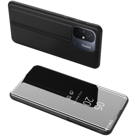 Étui à rabat brillant pour Xiaomi Redmi 11A / Poco C55 / Redmi 12C Clear View Case Noir (1/5)