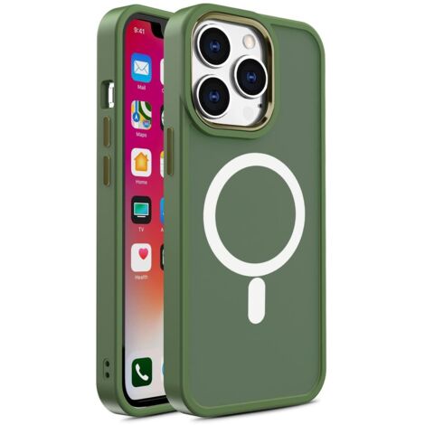 Étui magnétique avec MagSafe pour iPhone 15 Pro Max, trous pour lanière verts (1/5)