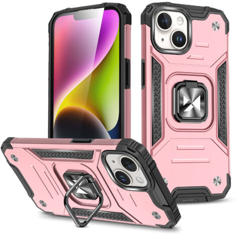 Coque blindée avec support de doigt pour iPhone 15 Plus Ring Armor, or rose (1/5)