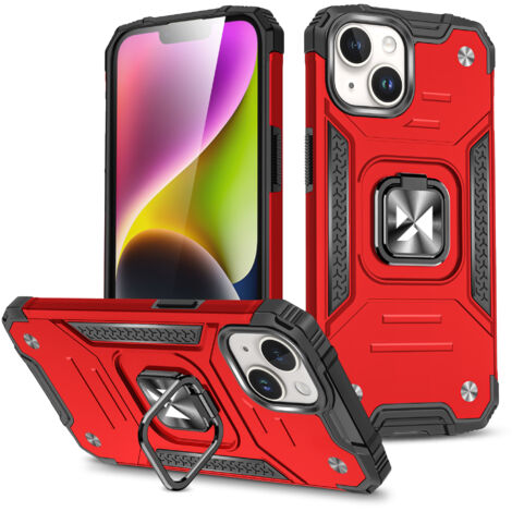 Coque blindée avec porte-doigt pour iPhone 15 Ring Armor, rouge (1/5)