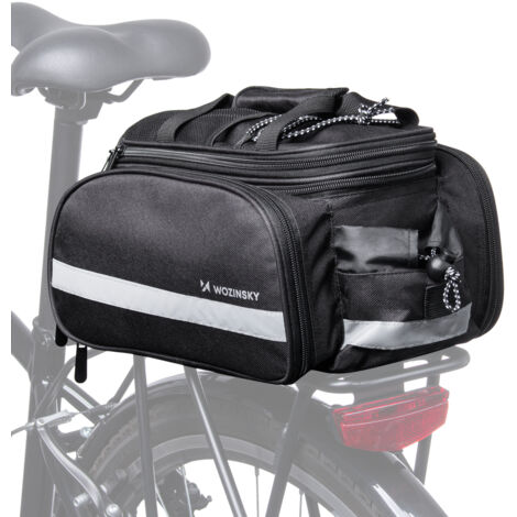 Sacoche porte-bagages vélo avec poches et bandoulière 27L noir