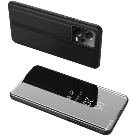 Étui à rabat brillant pour Xiaomi Redmi Note 12 Pro+ Clear View Case, noir (1/5)