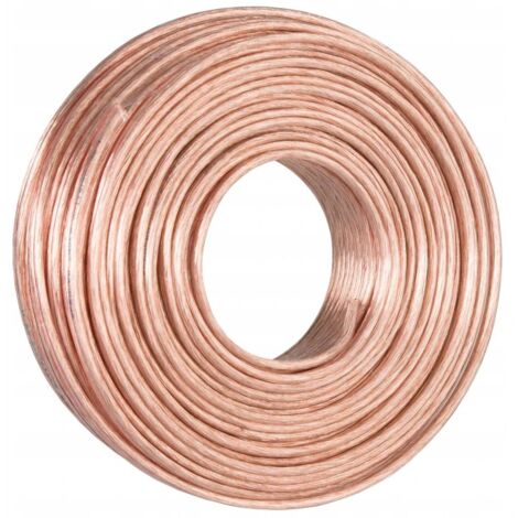 Câble Haut-parleur CCA 50m – 2x2.5mm², Transparent, Marquage Polarité – Pour Installation Audio Hi-Fi