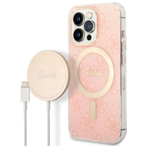 Étui Guess GUBPP13LH4EACSP + chargeur pour iPhone 13 Pro rose/rose rigide compatible 4G et MagSafe (1/4)