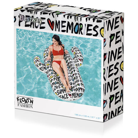 Bestway - Matelas de natation gonflable Cactus 185x155 cm (1/4)
