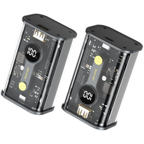 WEKOME WP-333 Vanguard Series - Banque d'alimentation 10000 mAh Super Charging PD 20W + QC 22.5W (Noir / Transparent) (1/4)
