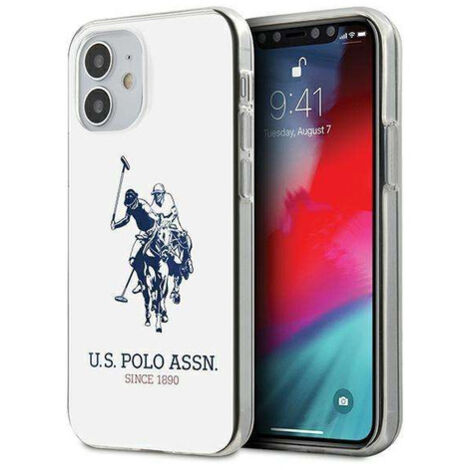 Coque blanche brillante avec grand logo US Polo pour iPhone 12 mini (1/4)