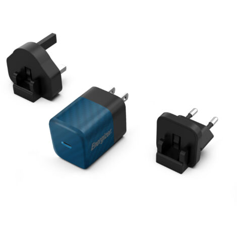 Energizer Ultimate - Chargeur mural Multiplug EU / UK / US GaN USB-C 20W PD (Bleu) (1/4)