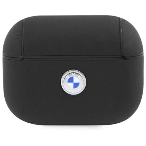Étui BMW pour AirPods Pro 2, cuir véritable, logo argenté, noir (1/2)