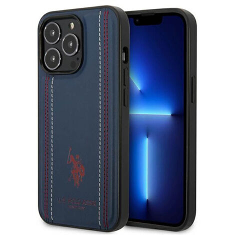 Étui en cuir bleu marine US Polo pour iPhone 14 Pro (1/4)