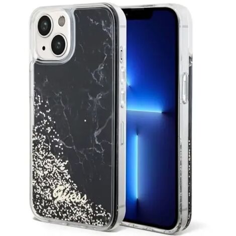 Coque Guess Liquid Glitter Marble pour iPhone 14, noire (1/5)