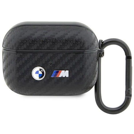 Étui AirPods Pro noir avec logo BMW en carbone et métal (1/3)