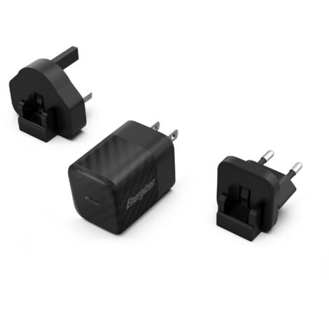 Energizer Ultimate - Chargeur mural Multiplug EU / UK / US GaN USB-C 20W PD (Noir) (1/4)