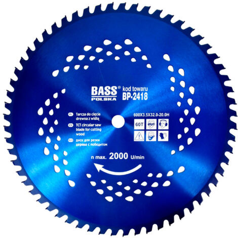 Bouclier Widia 600 mm – Lame 60 dents pour coupe précise bois – Alésage 32,0-20,0H – Acier au carbure haute performance