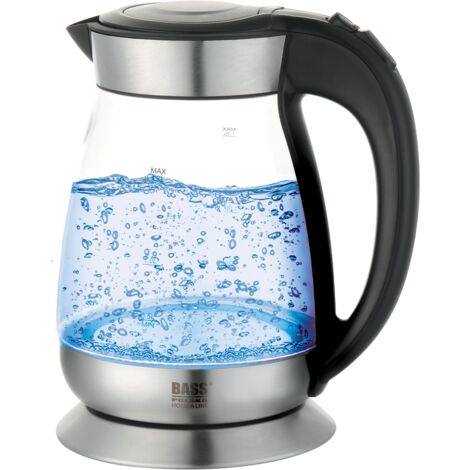 Bouilloire électrique en verre 1,7 l – Puissance 1850-2200W – Filtre anti-boue – Protection contre démarrage à sec