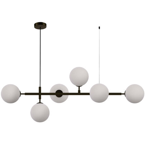 Suspension Alisa 6xE14 noir/blanc, verre Light Prestige (1/4)