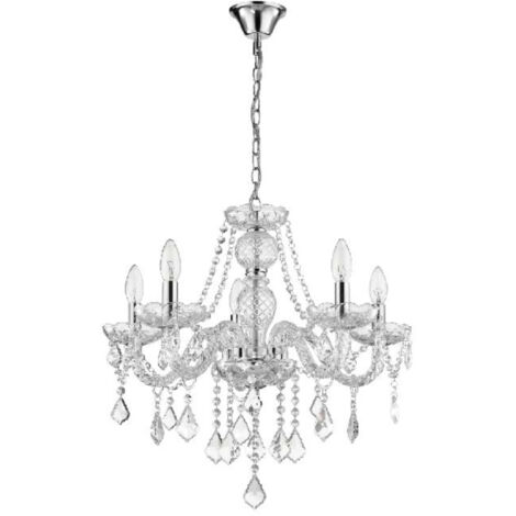 Suspension Cristallo 5 E14 lumière transparente prestige LP-2940/5P (1/3)