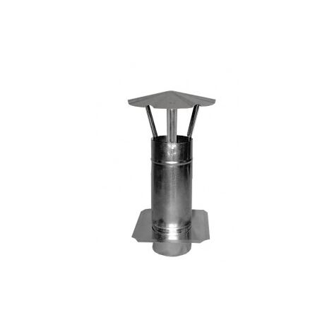 Cheminée de ventilation galvanisée avec plaque 150 mm – Chapeau fixe pour conduits d'évacuation – Protection contre le vent – Amélioration du tirage