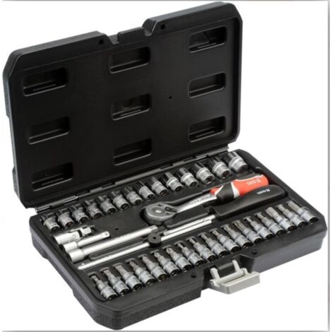 Yato – Coffret de clés à cliquet 38 pièces – Acier au chrome vanadium – Douilles de 3,5 à 14 mm – Mallette noire pour rangement (1/6)