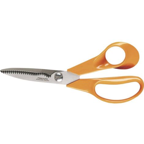 Fiskars – Ciseaux de cuisine 18 cm en acier inoxydable – Lames striées pour coupe précise – Poignées ergonomiques pour confort d'utilisation