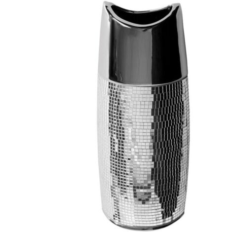 Vase décoratif verre, gris / argent l.18 x H.20 cm, Diam.18 cm | Leroy