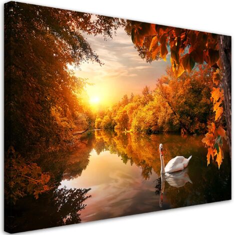 Tableau Toile Déco Murale 120x80 Cm - Parc En Automne Avec Arbre - Impression Haute Qualité - ARTTOR
