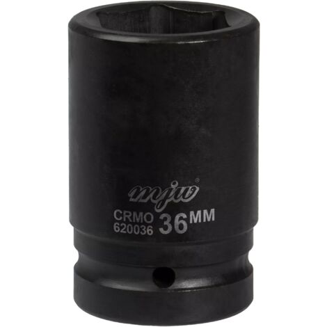 Douille à Choc 9 Mm (3/8") Longue 63 Mm En Cr-Mo - 6 Pans, Finition Phosphate Noir, Pour Boulons Et écrous
