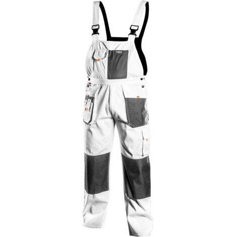 Pantalon de travail à bavette, blanc, HD, taille XXL/58 (1/5)