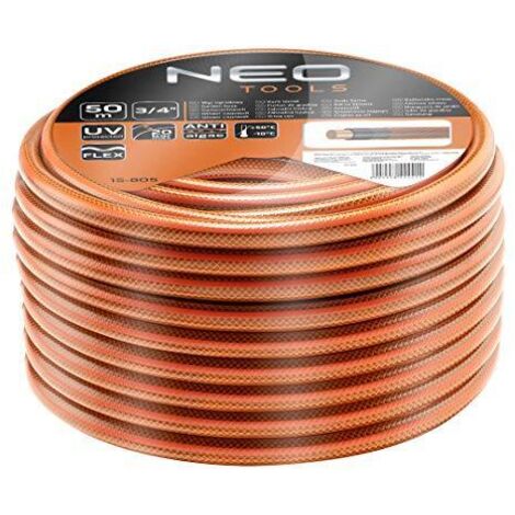 Tuyau d'arrosage 3/4" x 50 m – 4 couches PVC renforcé – Résistant aux UV et algues – Pour nettoyage mobilier extérieur – NEO (1/3)