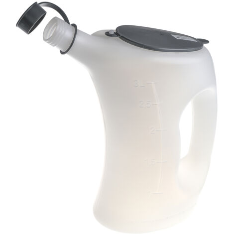 Récipient gradué avec couvercle - FLA-PE, blanc, transparent, 3 l