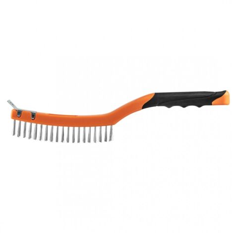 Brosse métallique en acier inoxydable, 3 x 19 rangées, avec racleur (1/4)