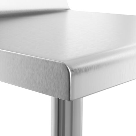 Table, inox, plan de travail mural avec rebord et étagère 80x60cm